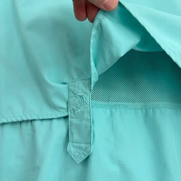Reel Legends Button Up Shirt Mens XL Aqua Blue Short Sleeve Fishing Vented Back - Picture 9 of 11